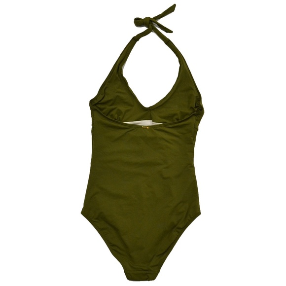 XS Victoria's Secret One Piece Halter Swimsuit Extra Small Olive Green - Picture 2 of 9